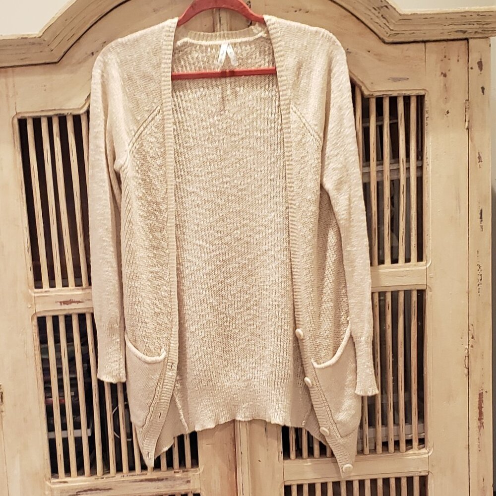Mudd Long  Button Down Cream Cardigan